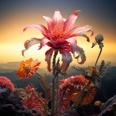 Roze Bloem bij Zonsondergang