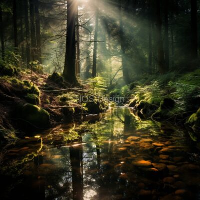Zonnestralen door het Bos